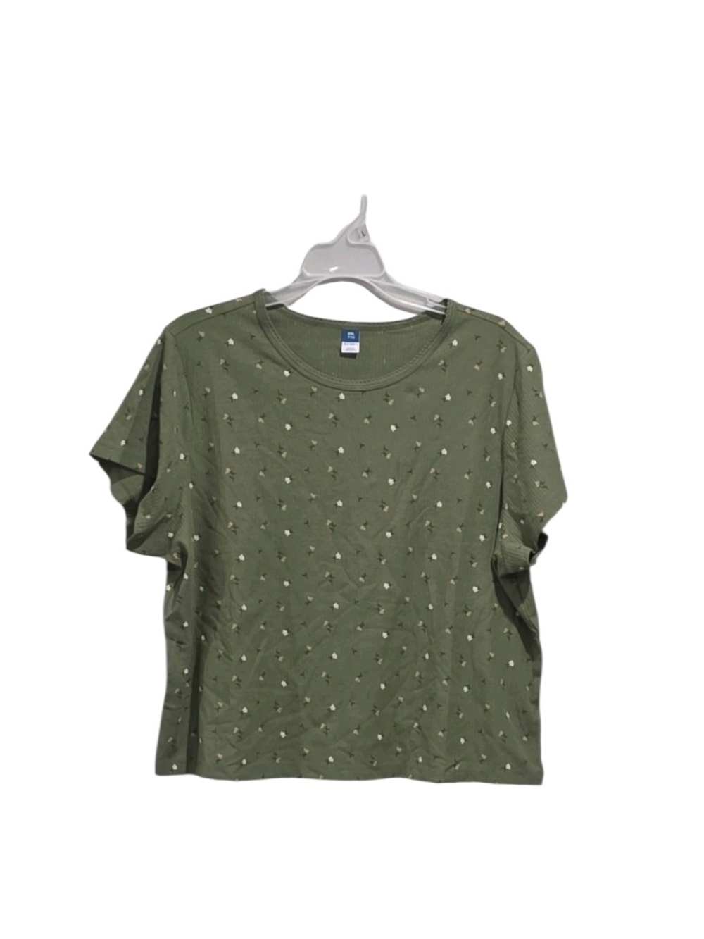 Old Navy Olive Green Short Sleeve Tee with Tiny Dot Print